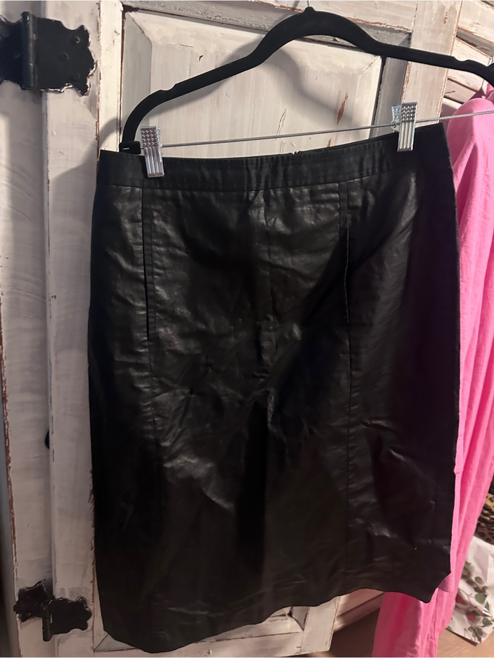 BCBG Black Faux Leather Pencil Skirt vintage